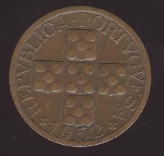 PORTUGAL VERY RARE BEAUTY 20 CENTS 1952 HIGH GRADE COIN  