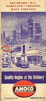1951 AMOCO Road Map MARYLAND DELAWARE WEST VIRGINIA DC  