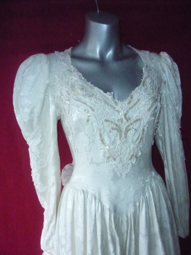   MCCLINTOCK Ivory Lace Renaissance Long Formal Wedding Gown 8 dress m