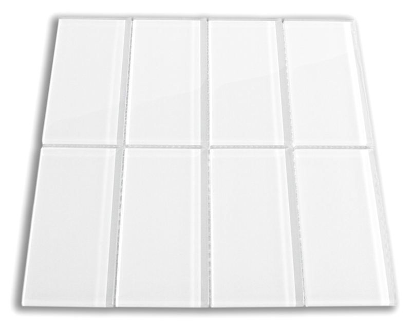 Super White Glass Subway Tile 3 x 6 Sample  