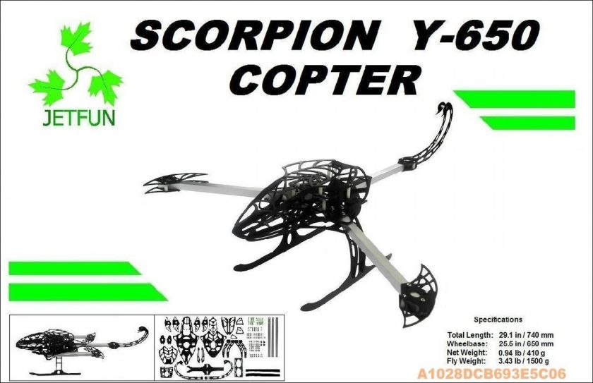 Scorpio Y6copter Y6 Multi Copter Aircraft Y650 Folding Body Frame KIT 