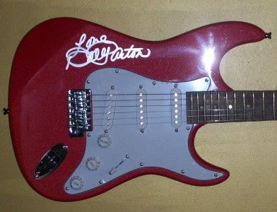 DOLLY PARTON Autographed Red Electric Guitar on Body Signed COA  