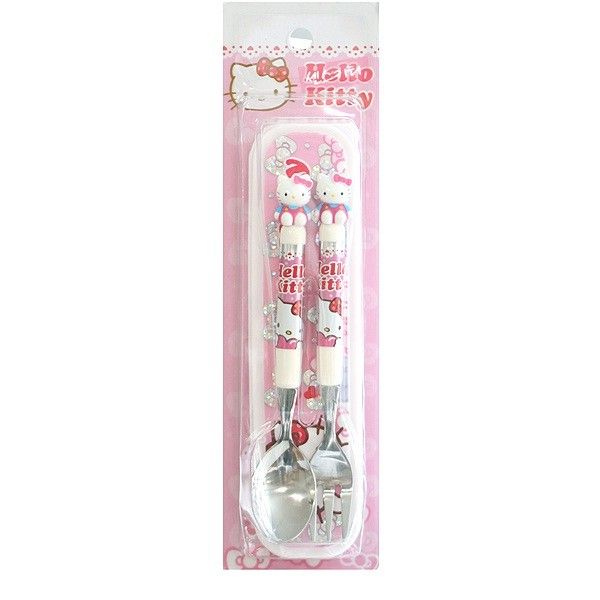 Hello Kitty Doll Spoon & Fork Set W Case  