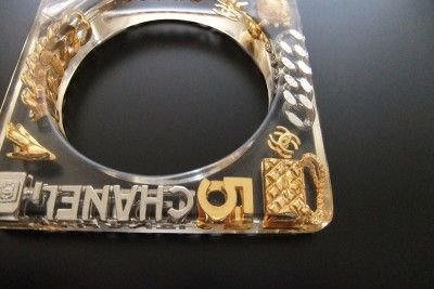 Authentic Chanel Vintage CC charm cuff bangle bracelet  