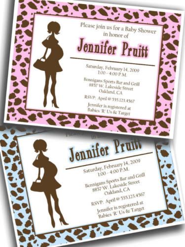 20 Baby Shower Invitations LEOPARD PRINT pink   blue 3a  