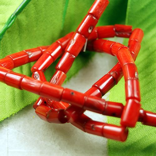 Natural Intriguing Red Coral Column Loose Beads 16Str.  