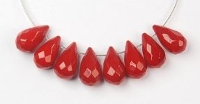 pcs Red Coral Faceted 6mmx10mm Briolette Beads CB170  
