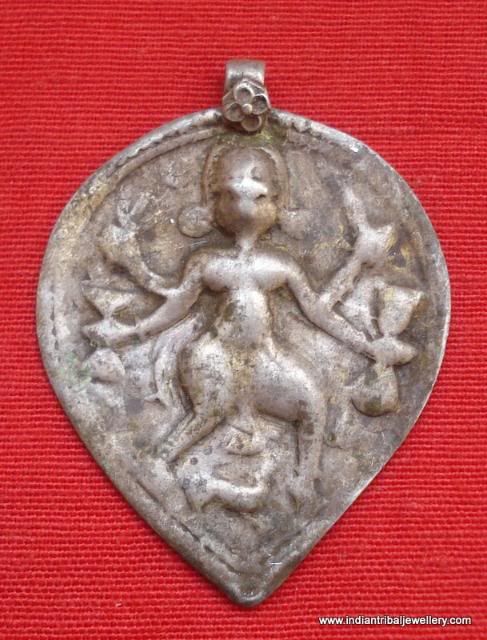 ancient tribal old silver god shiva amulet yoni pendant hindu india 