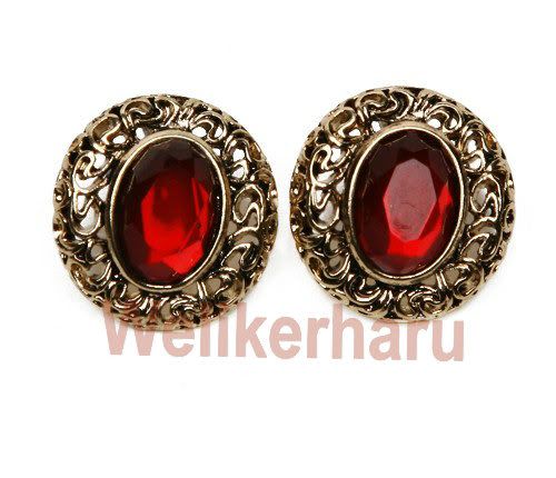 Vintage Style Unique Oval Stone Earring Stud 2 Color  