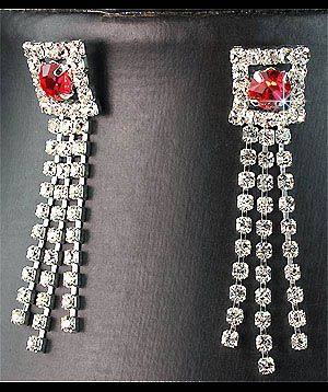   Wedding Diamante Red Crystals Necklace Earrings Set Prom 34  